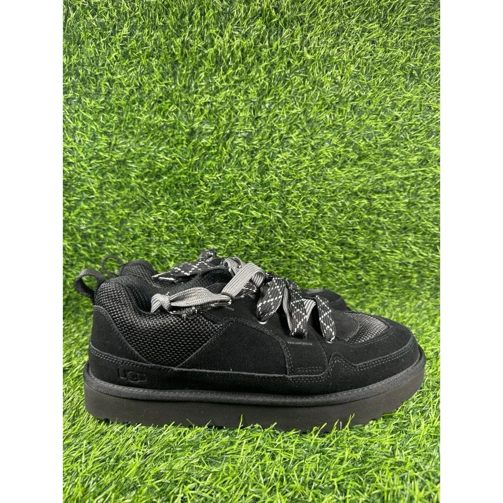 UGG M LO LOWMEL Men's Black Suede Lace Up Sneakers Round Toe Size 13 1169493